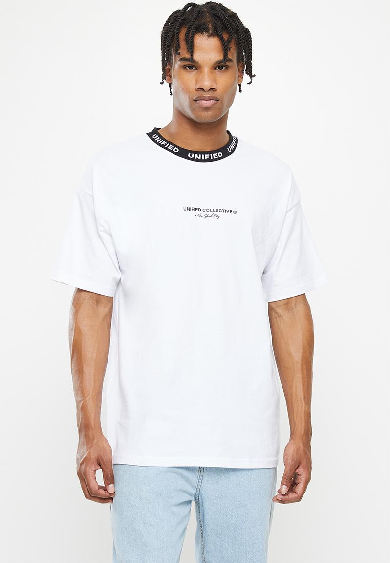 Oversized graphic t shirt - white/unified collective jacquard Factorie ...