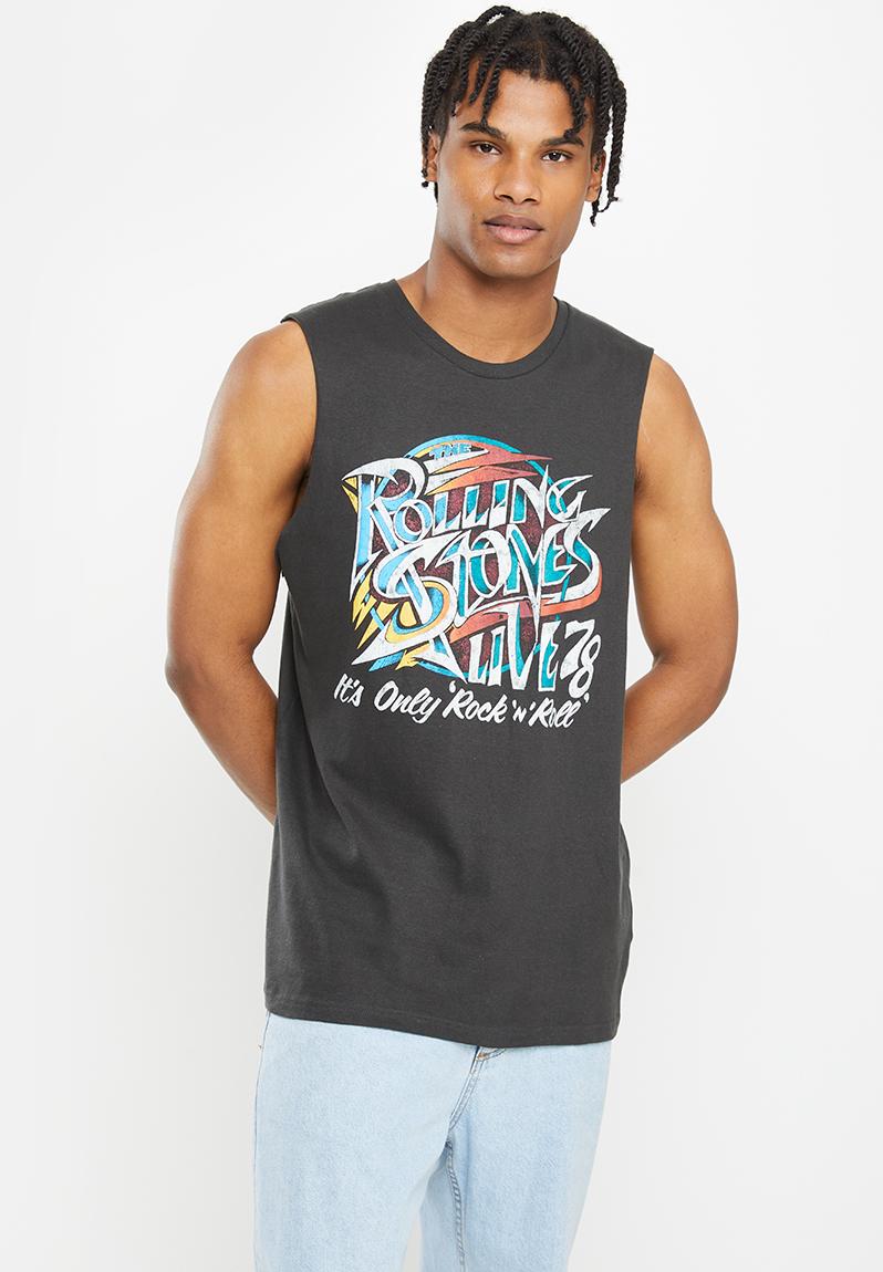 Tbar collab muscle - lcn bra washed black/rolling stones