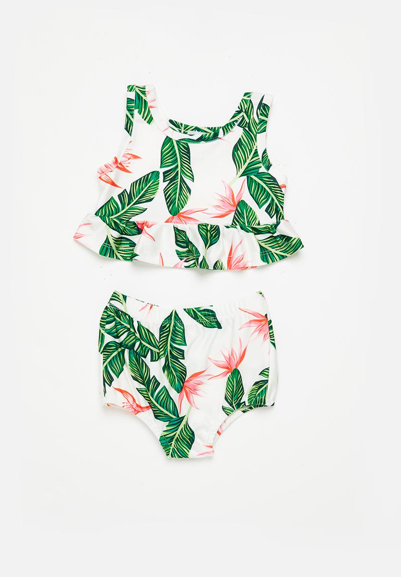 2-Piece set Cover-Up Tropical Bikini Set