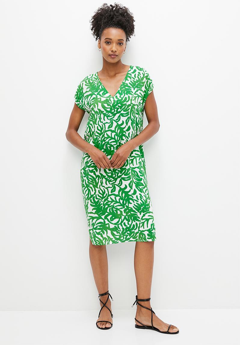 Vivo Sierra Tunic Kaftan Top - Green Abstract Print