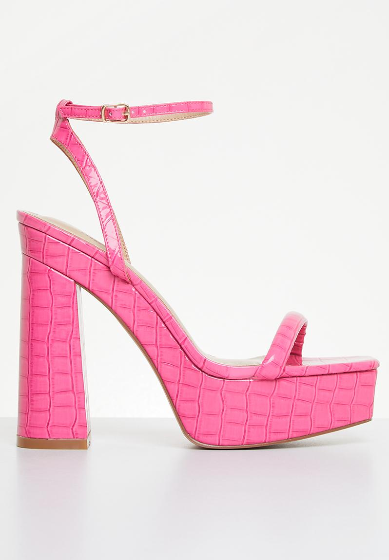 Sia 2 Platform Block Heel Dark Pink Simmi London Heels 2256