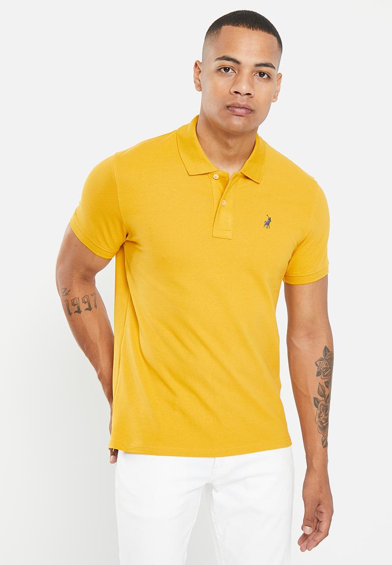 Men classic pique short sleeve golfer - mustard POLO T-Shirts & Vests ...