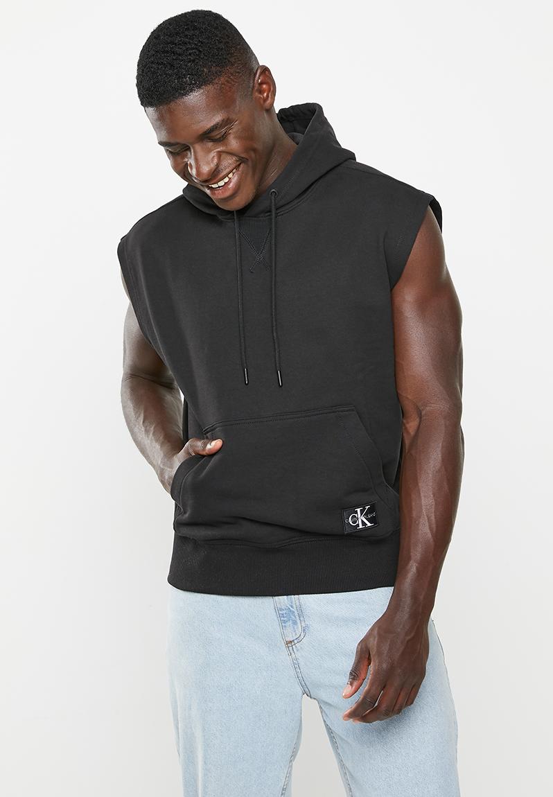 Monogram badge sleeveless hoodie - ck black CALVIN KLEIN Hoodies ...