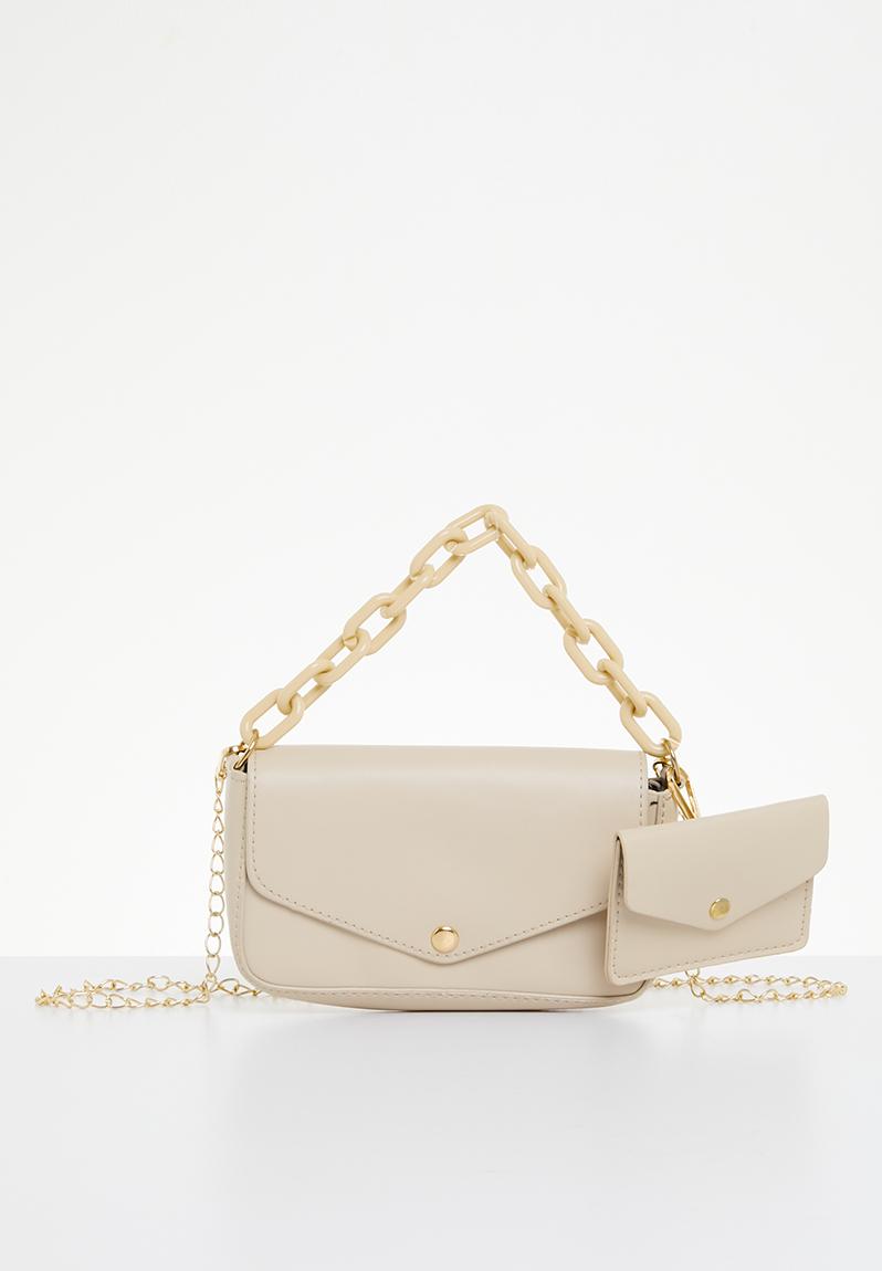 Evelyn Beige HandBag With Pouch Set main image 1