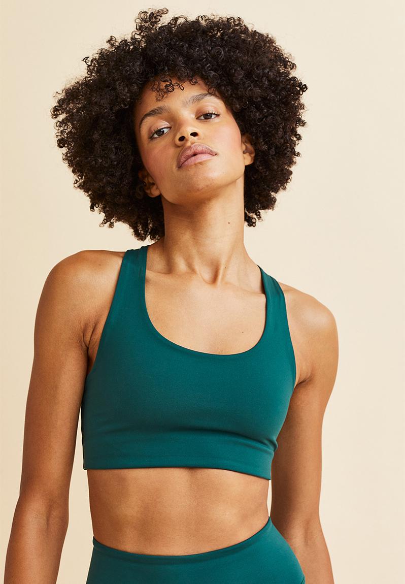 Medium support sports bra in drymove™ dark turquoise H&M Sports Bras