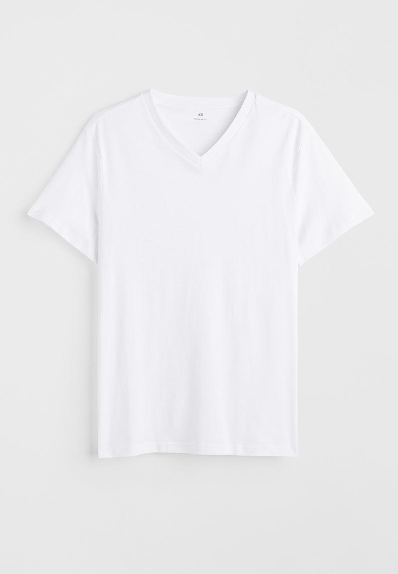Regular fit v-neck t-shirt - white - 763275001 H&M T-Shirts & Vests ...