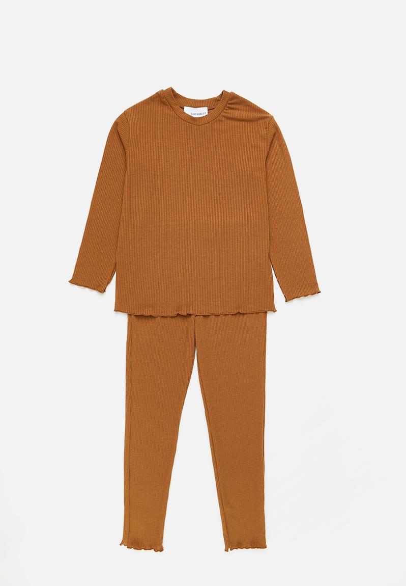 Girls rib set - brown
