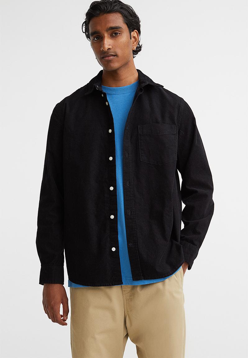 Regular fit corduroy shirt - black - 1070737004 H&M Shirts ...