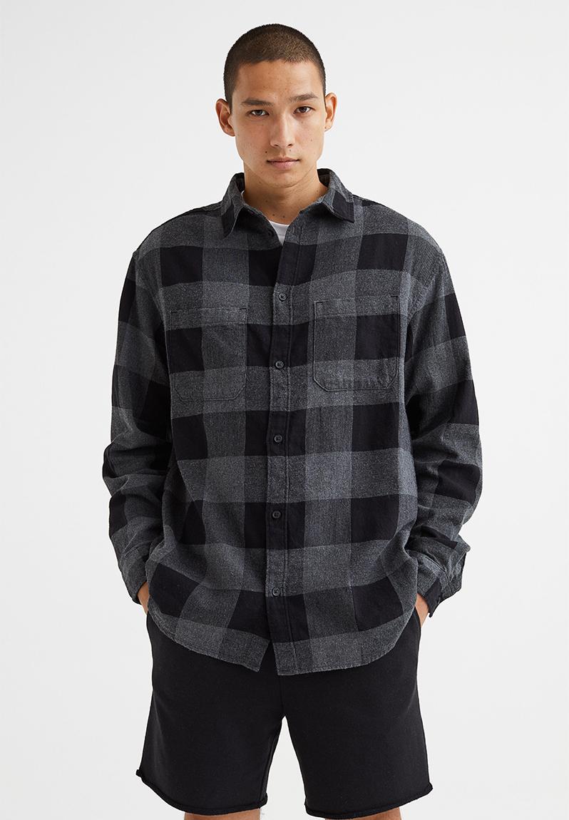 Relaxed fit twill shirt - dark grey/black - 1032855014 H&M Shirts ...