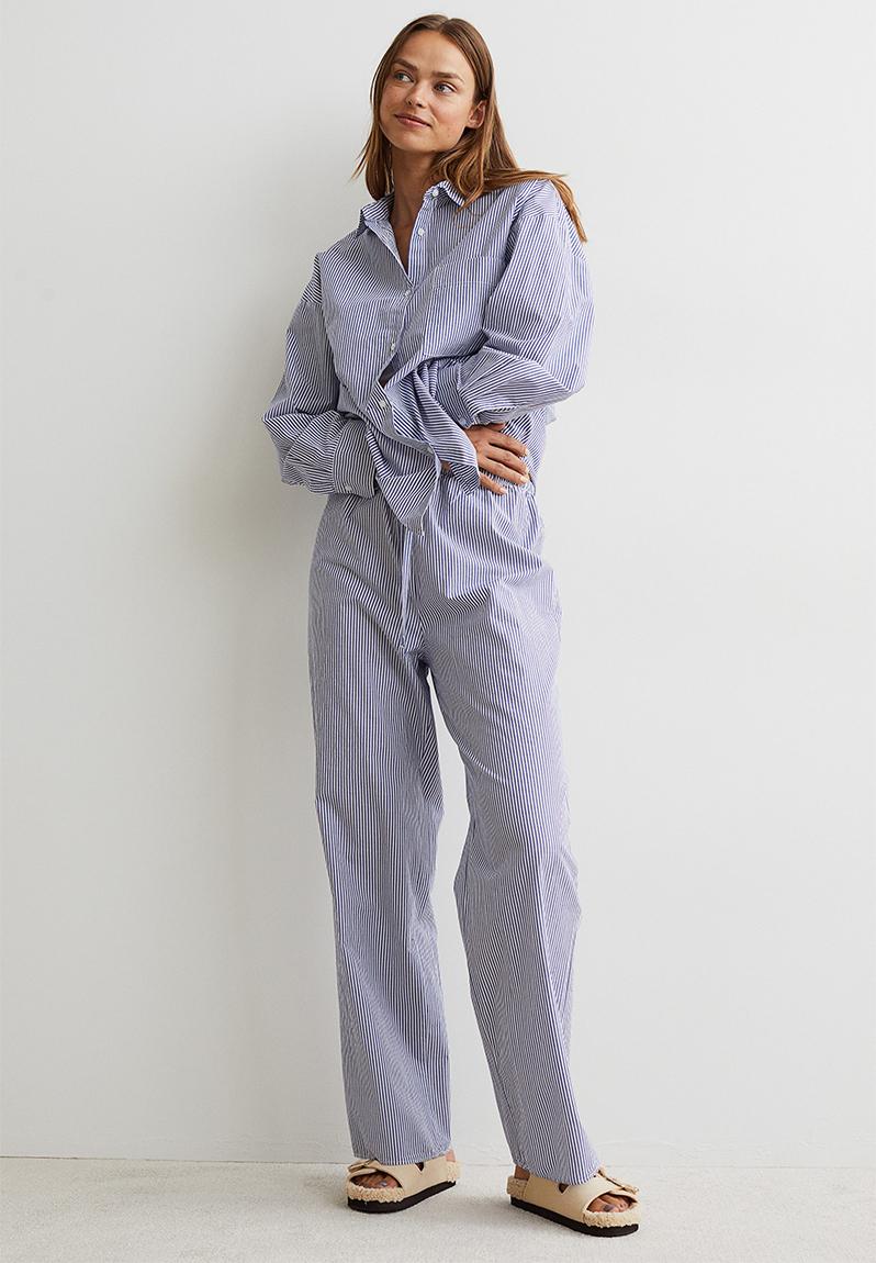 Pyjama shirt and bottoms blue/white striped H&M Sleepwear