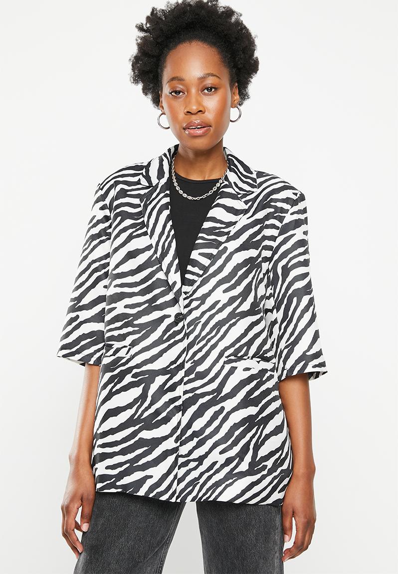 Zebra Print Pony Hair Blazer Jacket main image 0