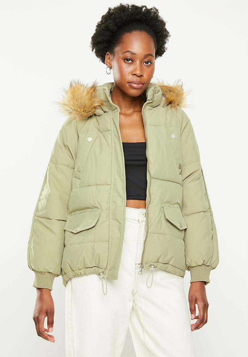 Fur hood puffer - sage dailyfriday Jackets | Superbalist.com