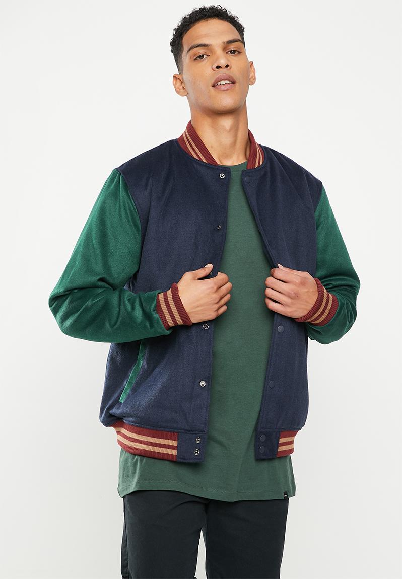 Varsity jacket - navy green panel Cotton On Jackets | Superbalist.com