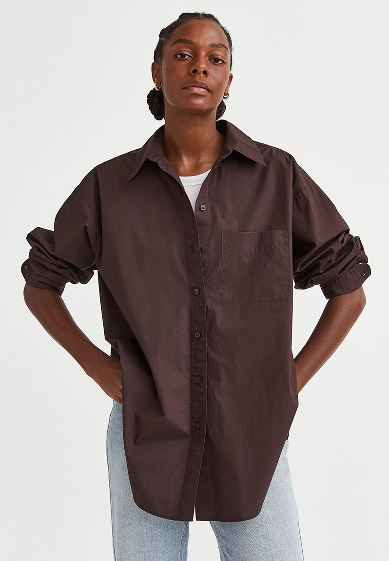 brown oversized t shirt h&m