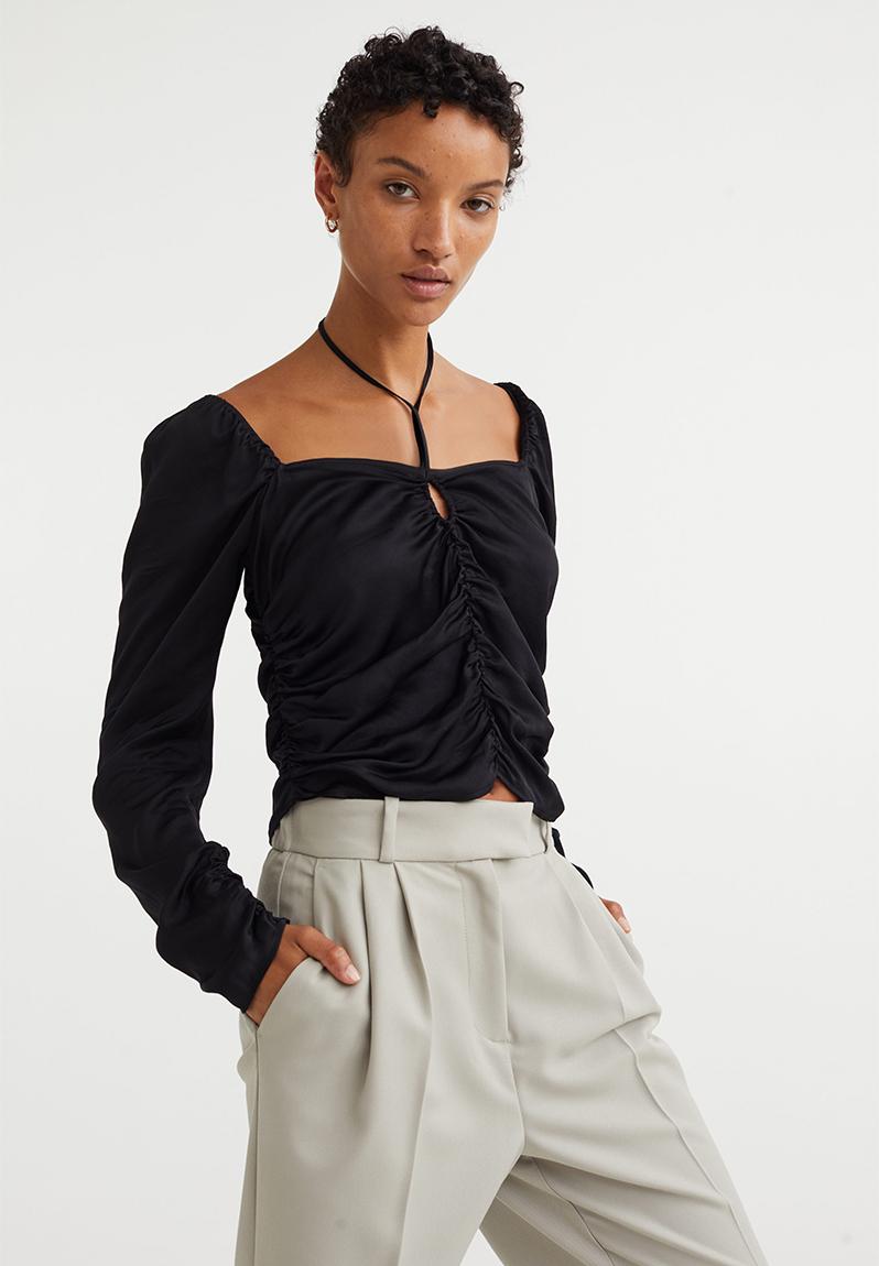 Draped blouse - black H&M Blouses | Superbalist.com