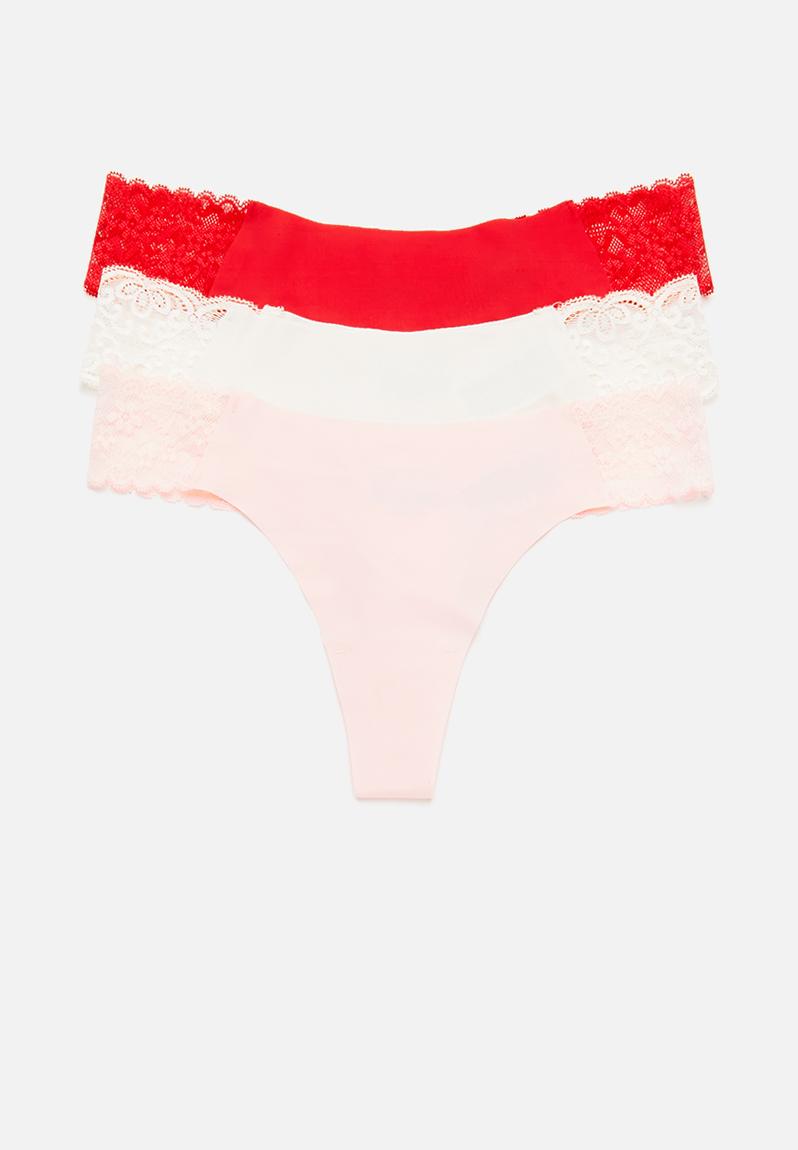 Party pants seamless g string 3 pack - blushing bride/cream/raspberry