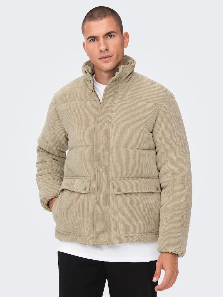 Onscash corduroy puffer jacket otw - stone Only & Sons Jackets ...