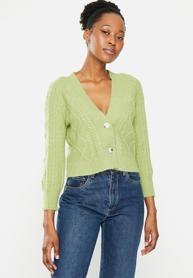 Lime Slant Cardi main image 0