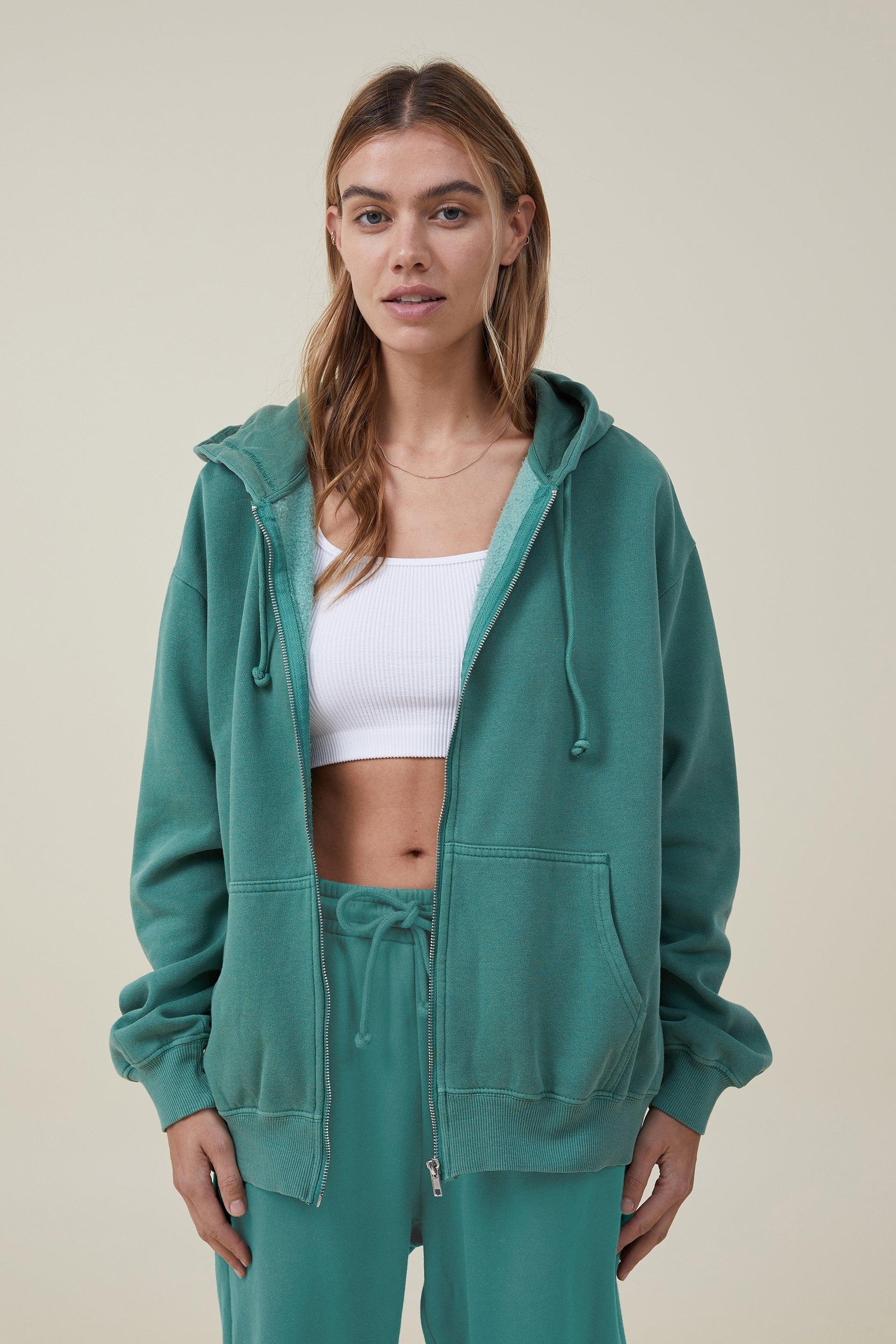 Classic washed zip-through hoodie - washed jade Cotton On Hoodies ...