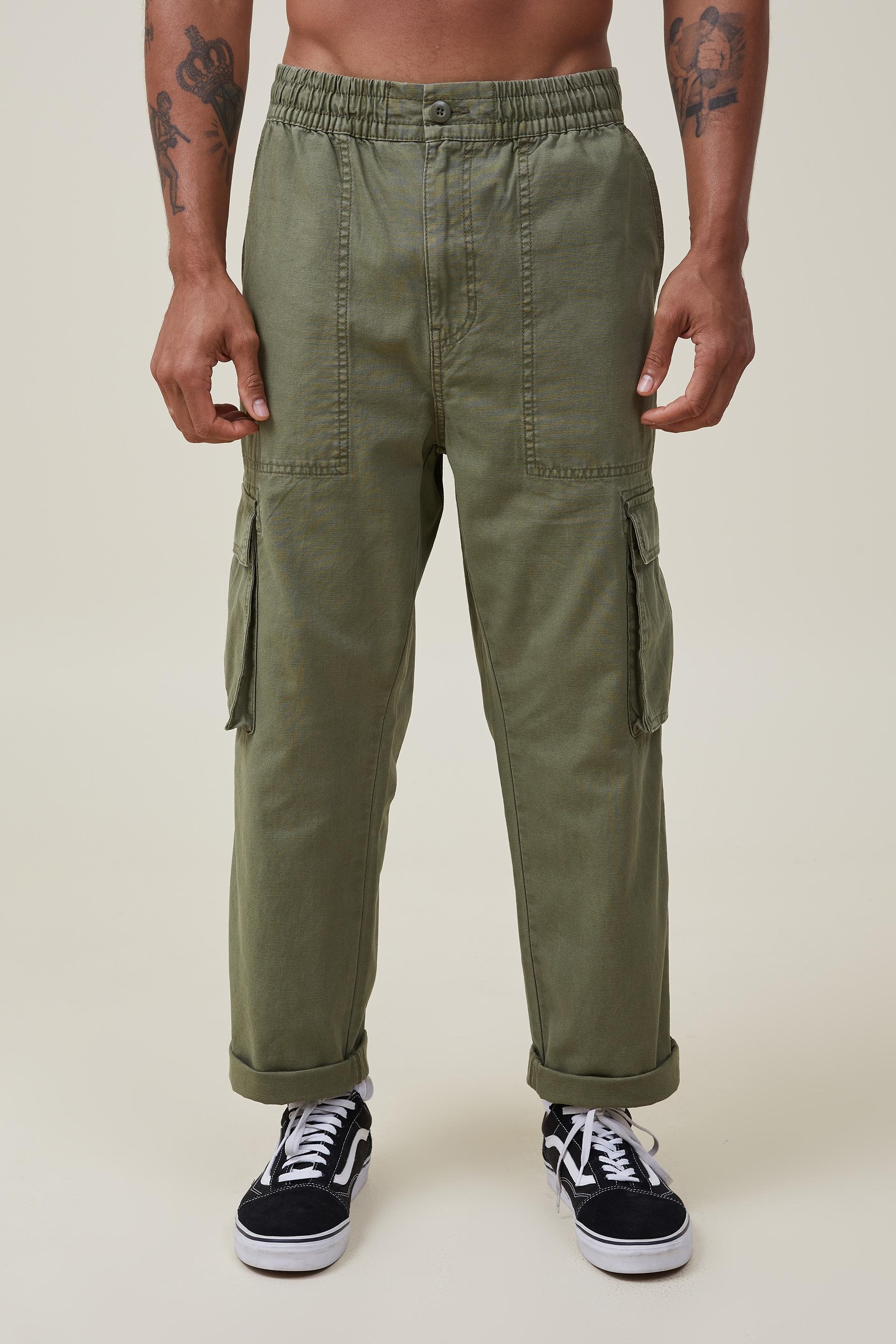 Elastic worker pant - military green cargo Cotton On Pants & Chinos ...