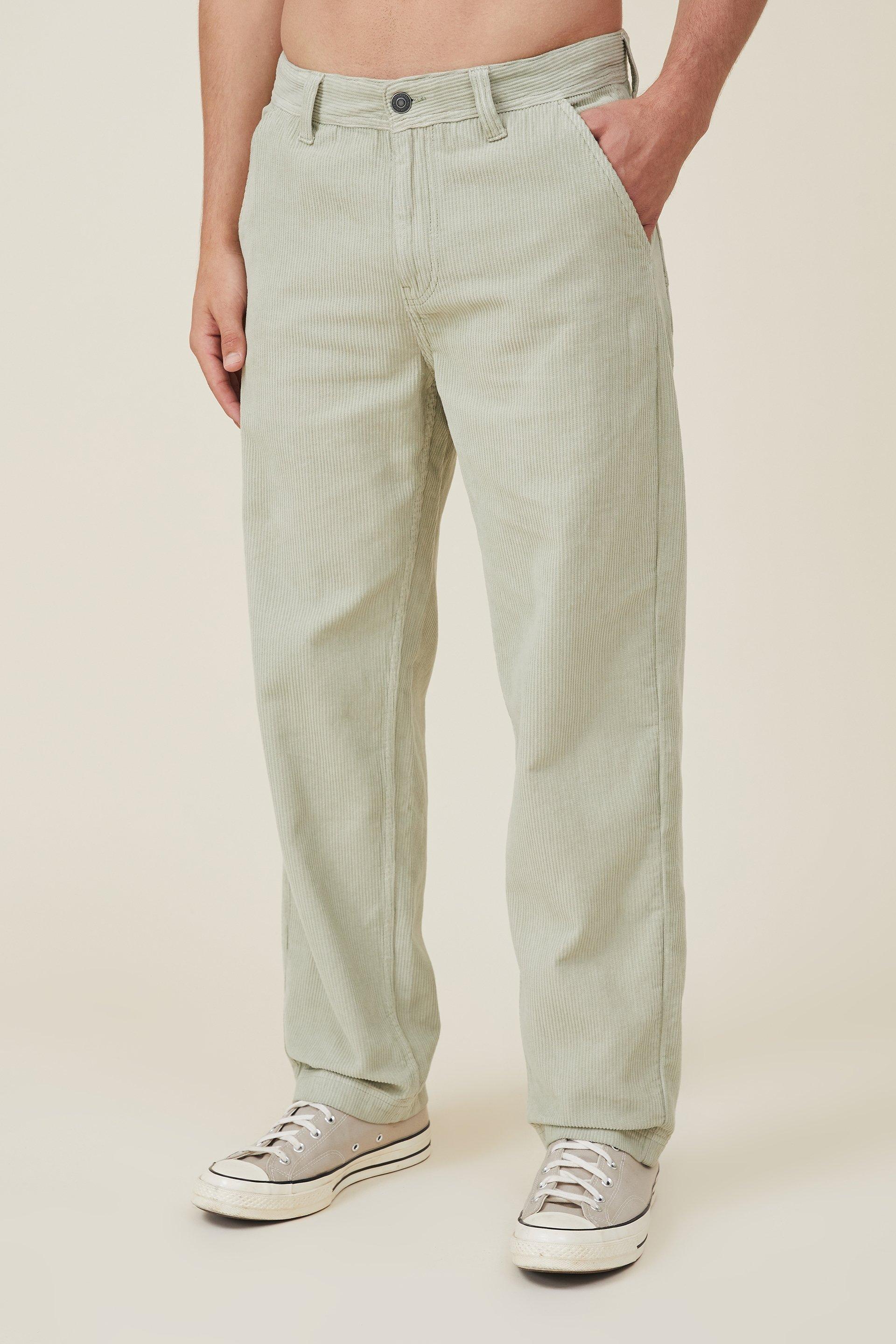 comfort fit cotton pants - green checks