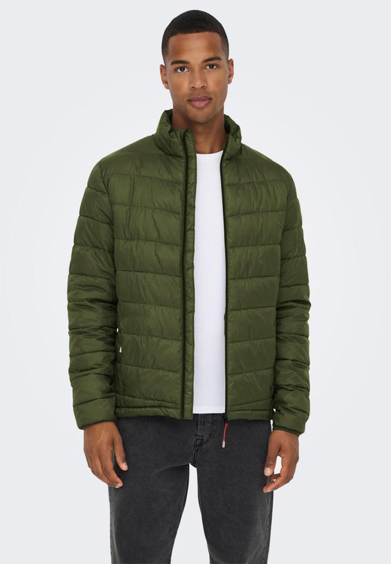 Onscarven quilted puffer otw - olive night Only & Sons Jackets ...