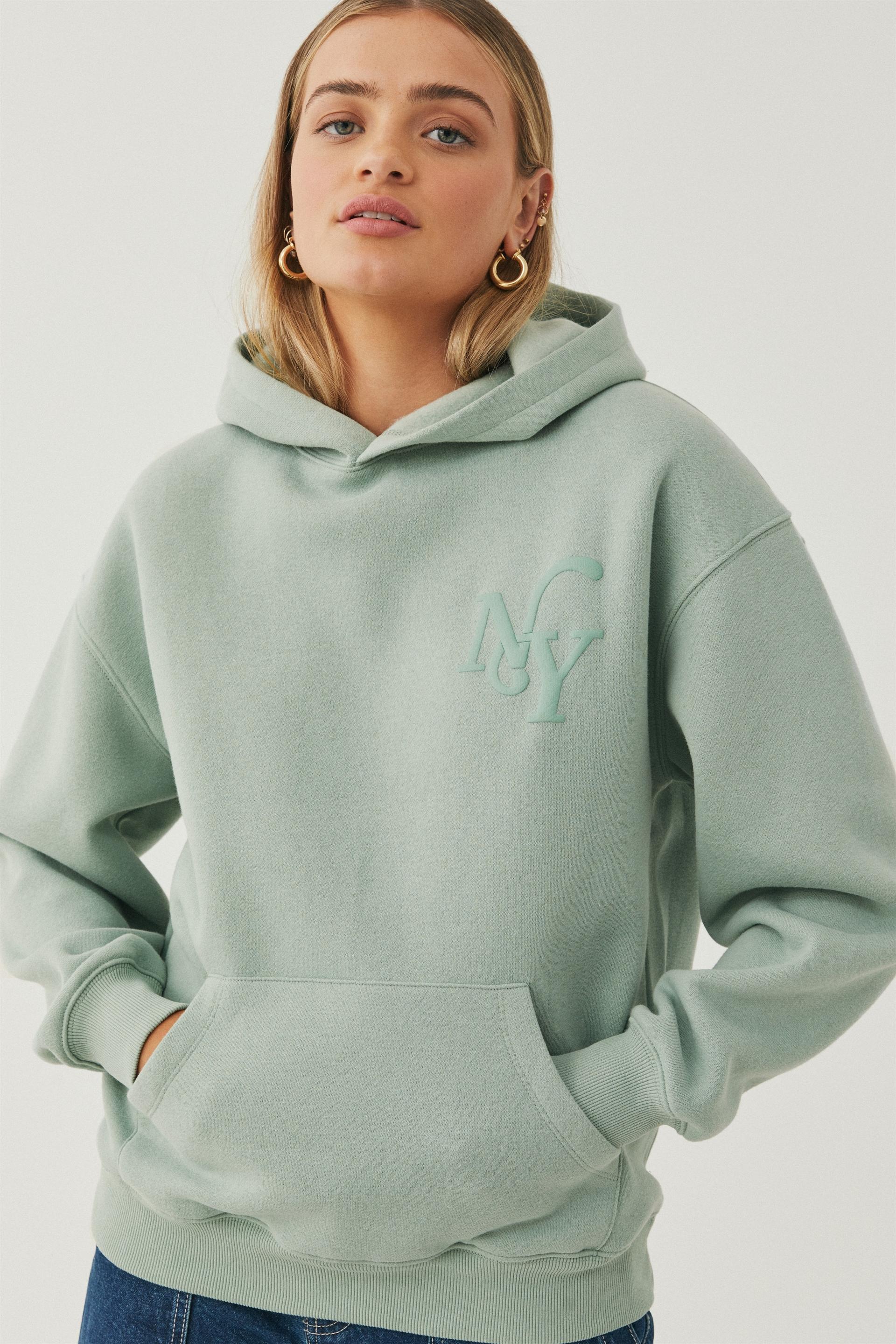 Paige oversized printed hoodie - pale jade/new york Supré Hoodies ...