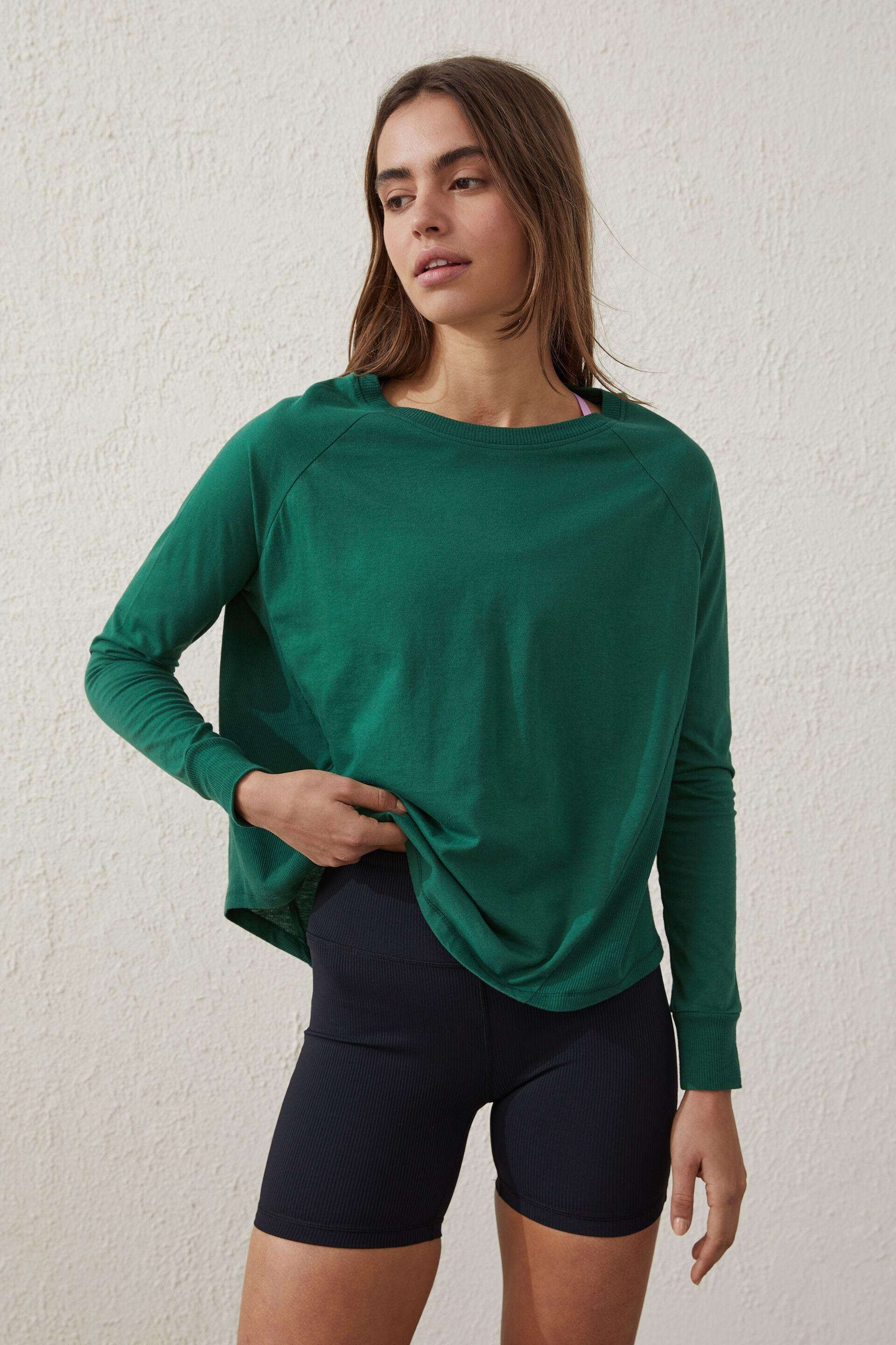 Active rib long sleeve top - verdant green Cotton On T-Shirts ...