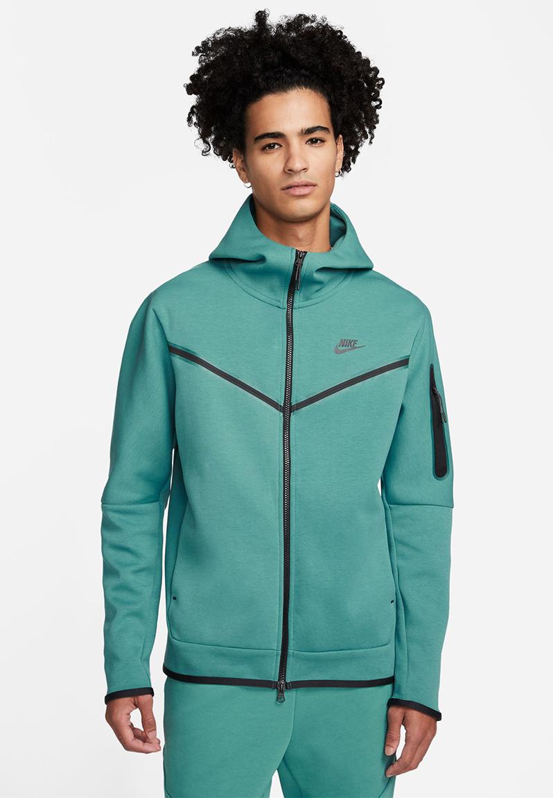 Nsw tch flc hoodie fz wr - mineral teal/black Nike Hoodies, Sweats ...