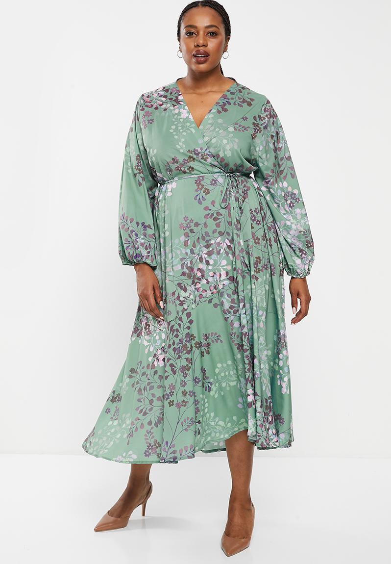 Plus compass dress - sage / brown / blush / mint floral AMANDA LAIRD ...