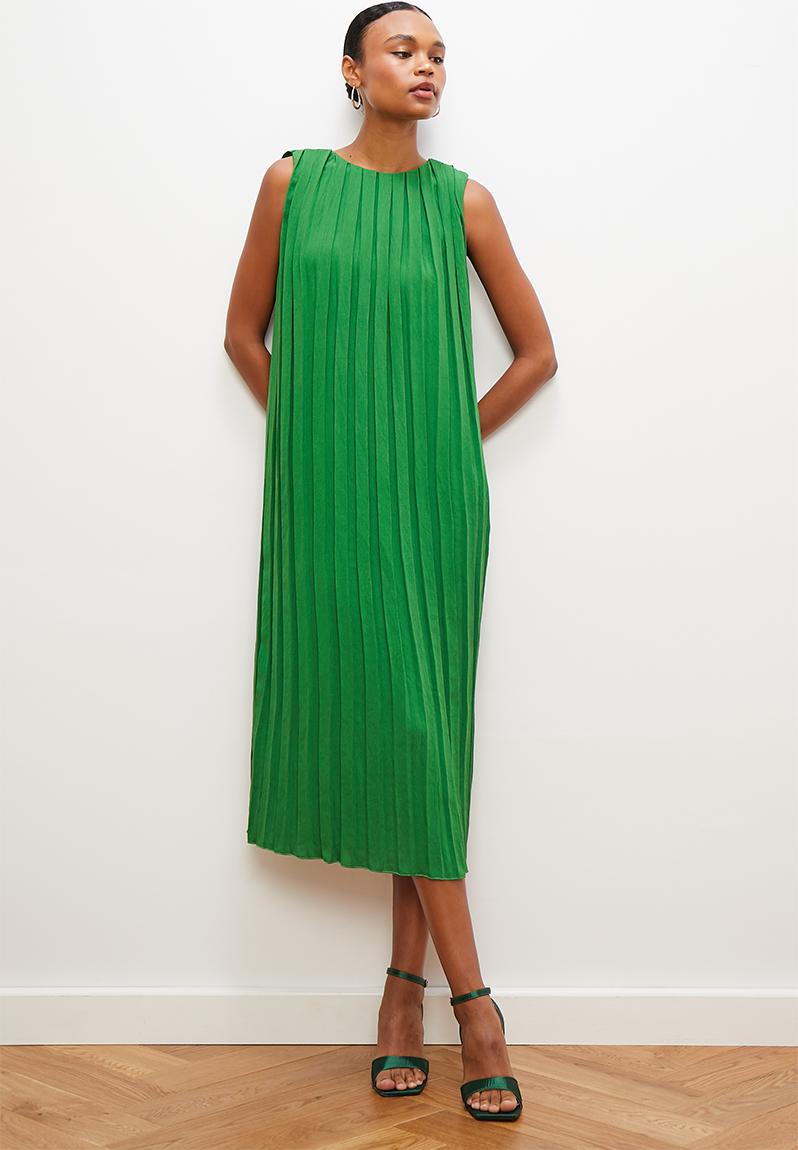 Pleated sleeveless back detail midi dress - green Superbalist Formal | Superbalist.com