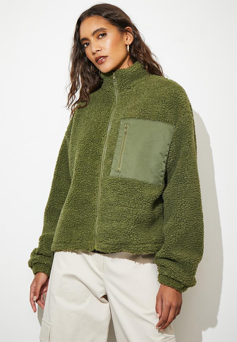 Funnel neck teddy - olive Superbalist Jackets | Superbalist.com