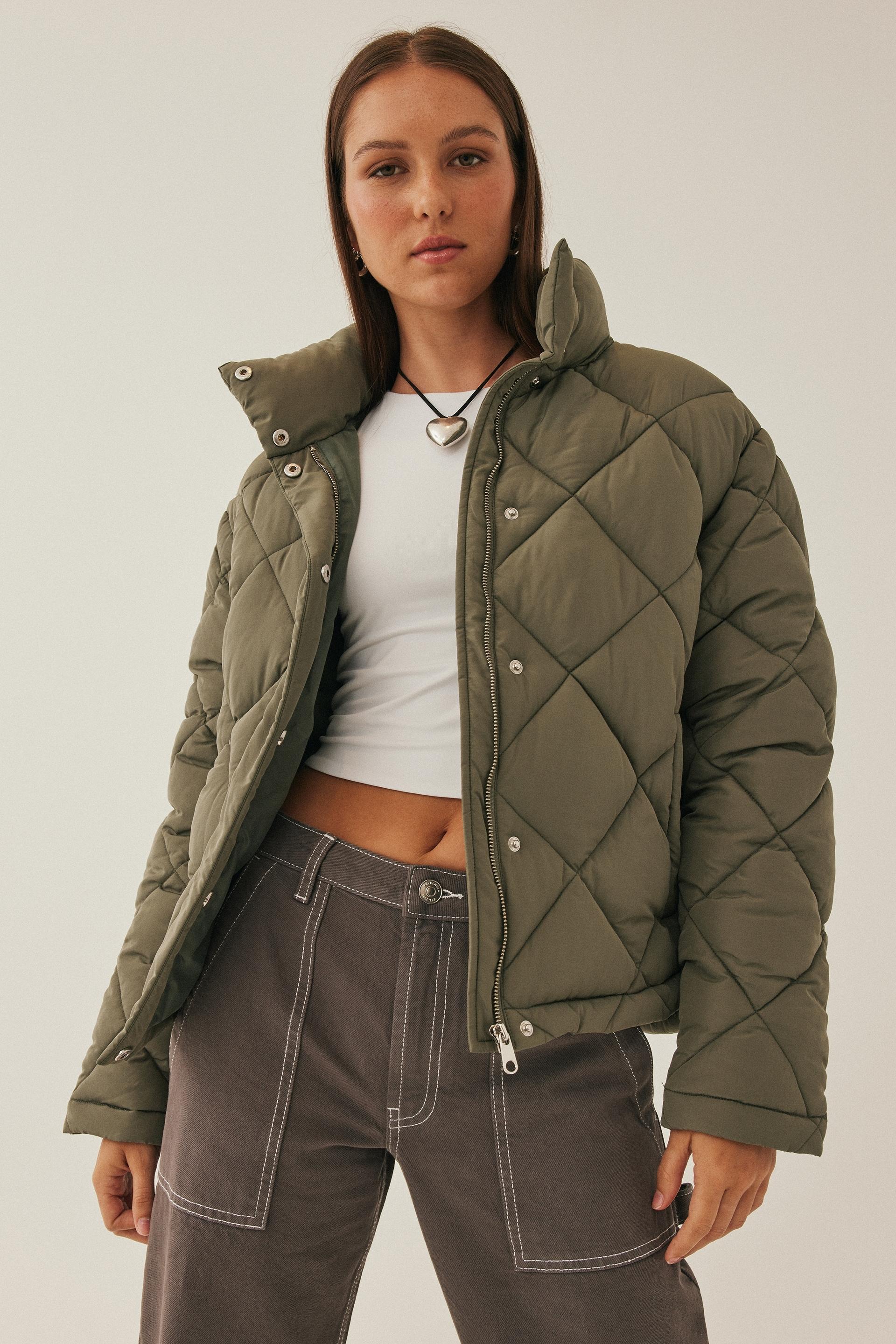 Quinn Quilted Longline Puffer Jacket Native Green