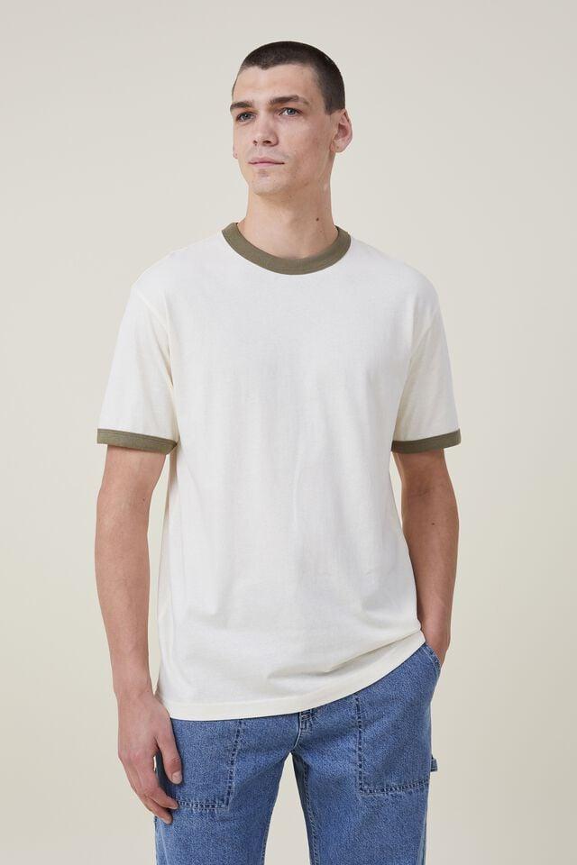 Loose fit ringer t-shirt - cream puff/jungle khaki Cotton On T-Shirts ...