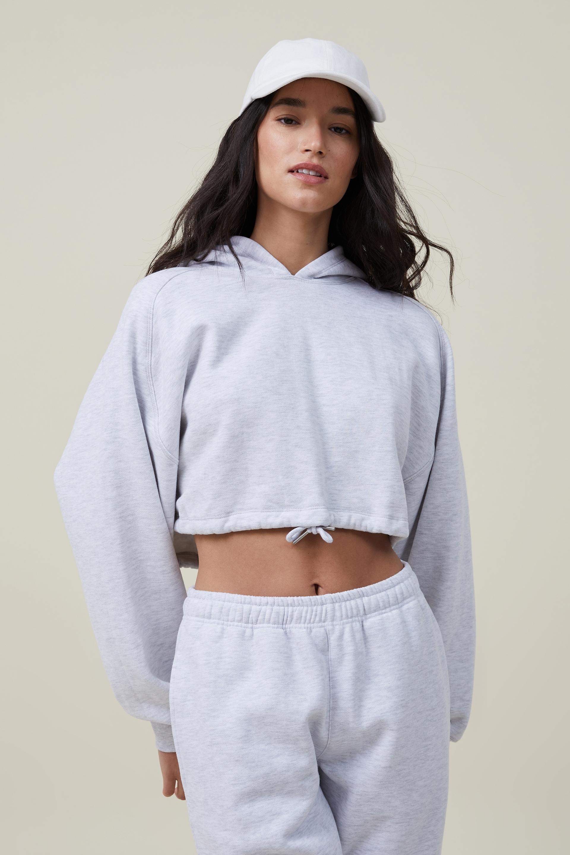 Plush cropped hoodie - cloudy grey marle Cotton On Hoodies, Sweats ...