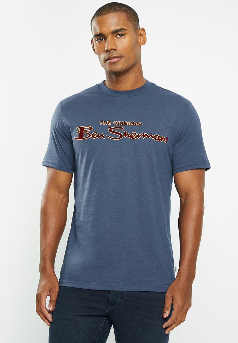 Signature tee-shirt flock print - dark denim Ben Sherman T-Shirts ...
