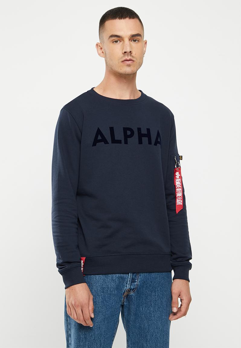 Ai flock crew sweat - navy Alpha Industries Hoodies & Sweats ...