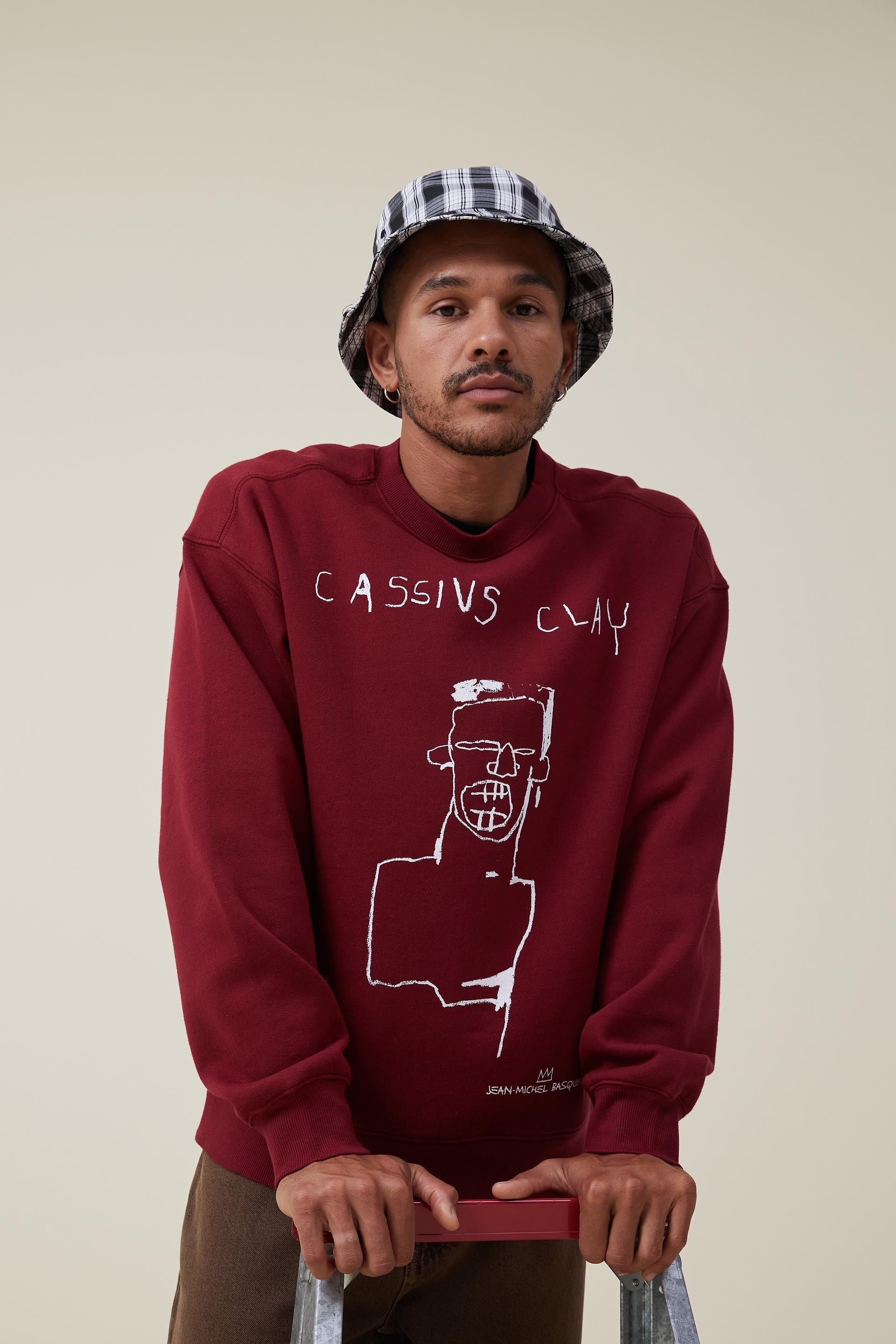 Basquiat oversized crew sweater - lcn bsq crimson/basquiat - cassius c ...