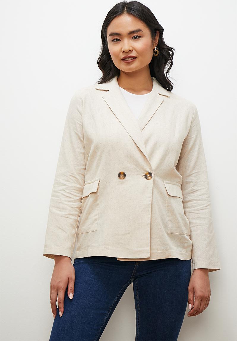 Cotton Linen Longline Blazer - Lagoon main image 0