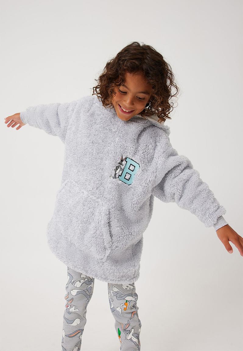 Snugget Kids Oversized Hoodie Licensed - Lcn Wb Fog Grey Marle/Bugs ...