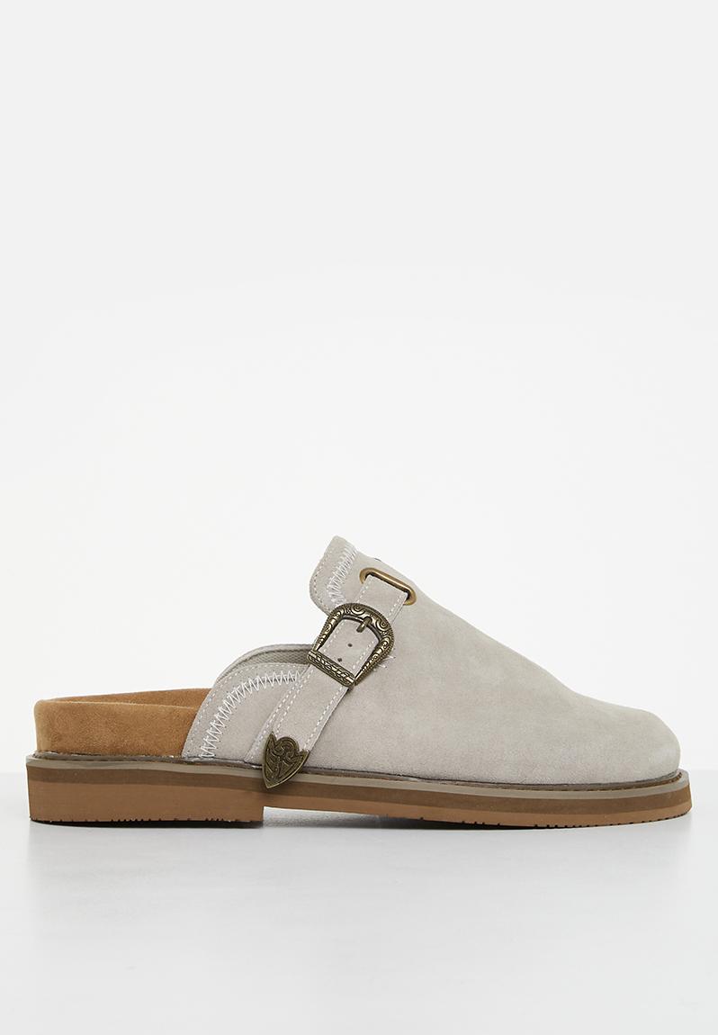 J Outlaw Mule Genuine Suede Mule Grey Jonathan D Slip Ons And Loafers