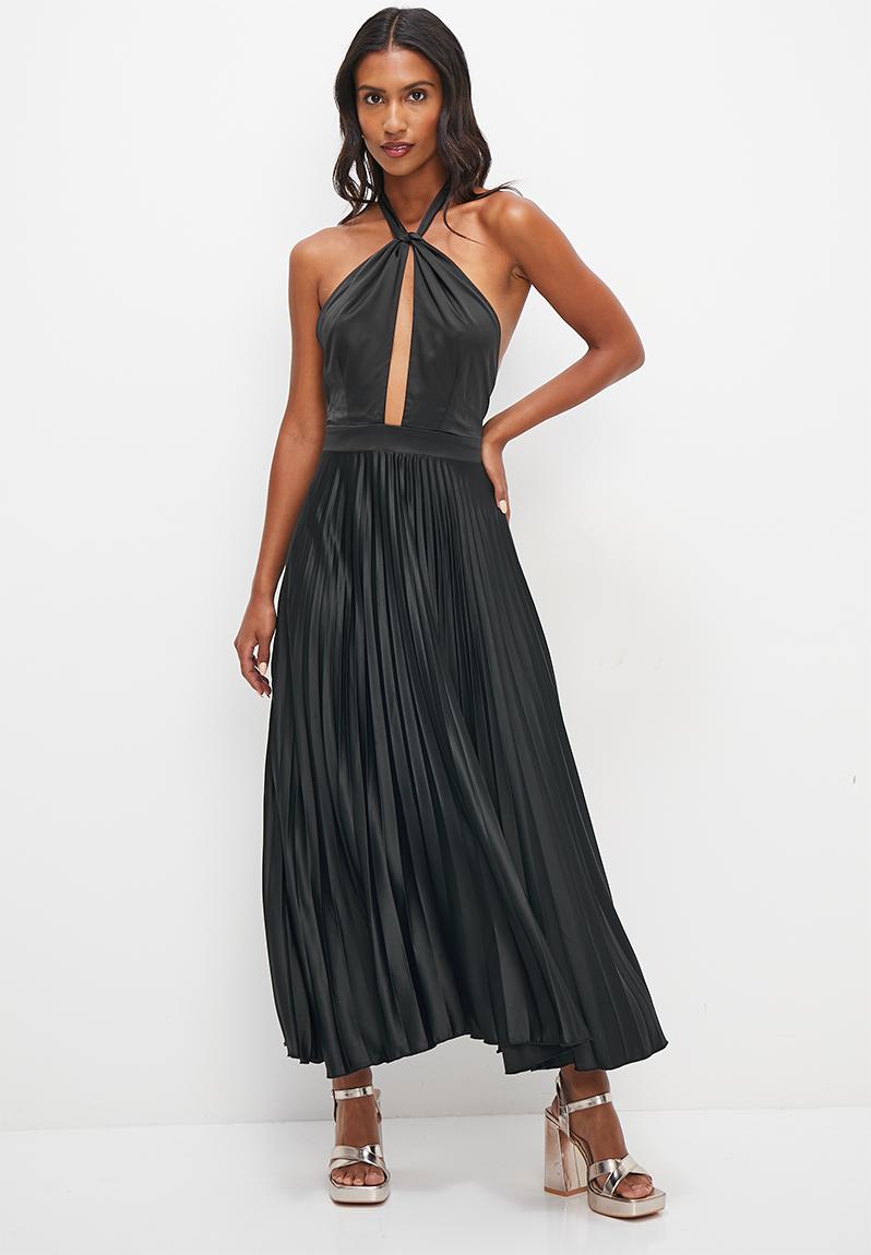 Elegant Pleated Halter Backless Dora Midi Dress main image 1