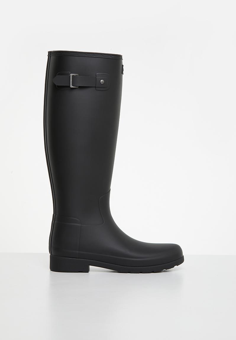 Refined wide fit matt black Hunter Boots