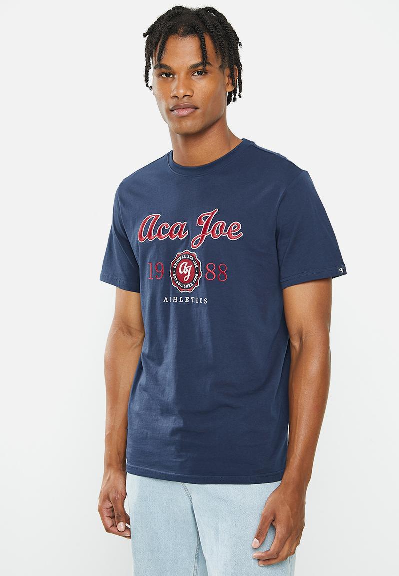 Mens aca joe 2d raised embroidery crew tee ss-dress blue Aca Joe T ...