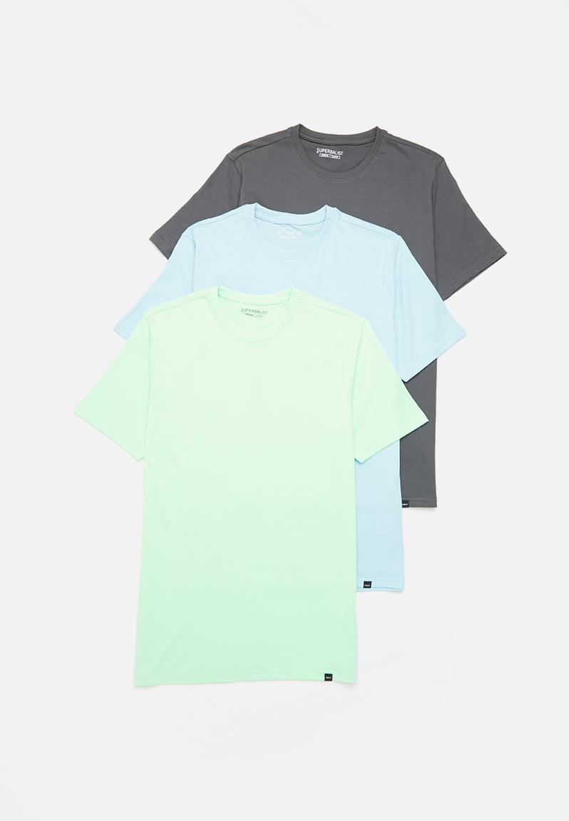3-pack nate organic crew neck tee - mint/mid blue/dark grey Superbalist ...