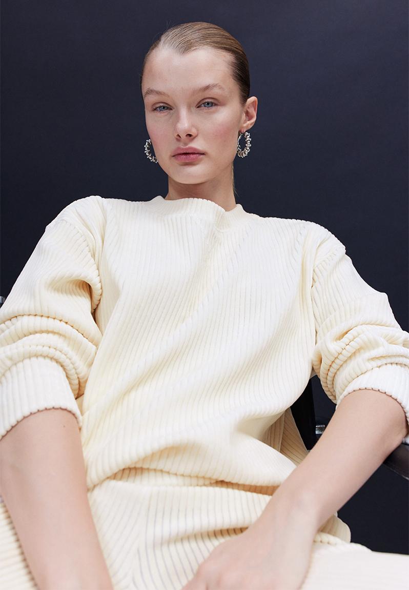 Ribbed velour top - cream H&M Knitwear | Superbalist.com