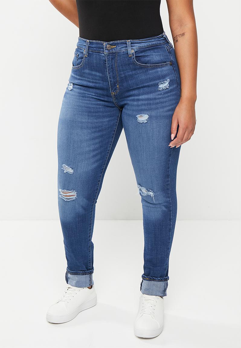 Curvy hirise superskinny - dark indigo destructed Levi’s® Jeans ...