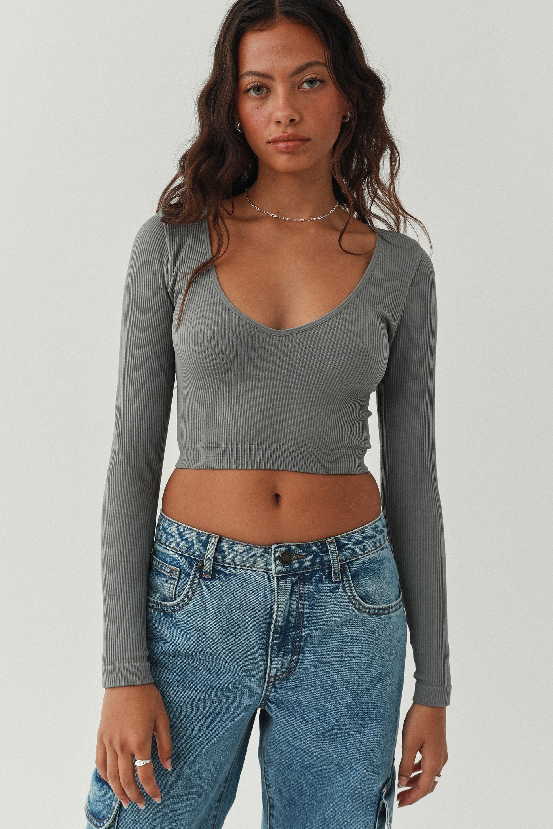 Maggie seamless long sleeve top - cement grey Supré T-Shirts, Vests ...