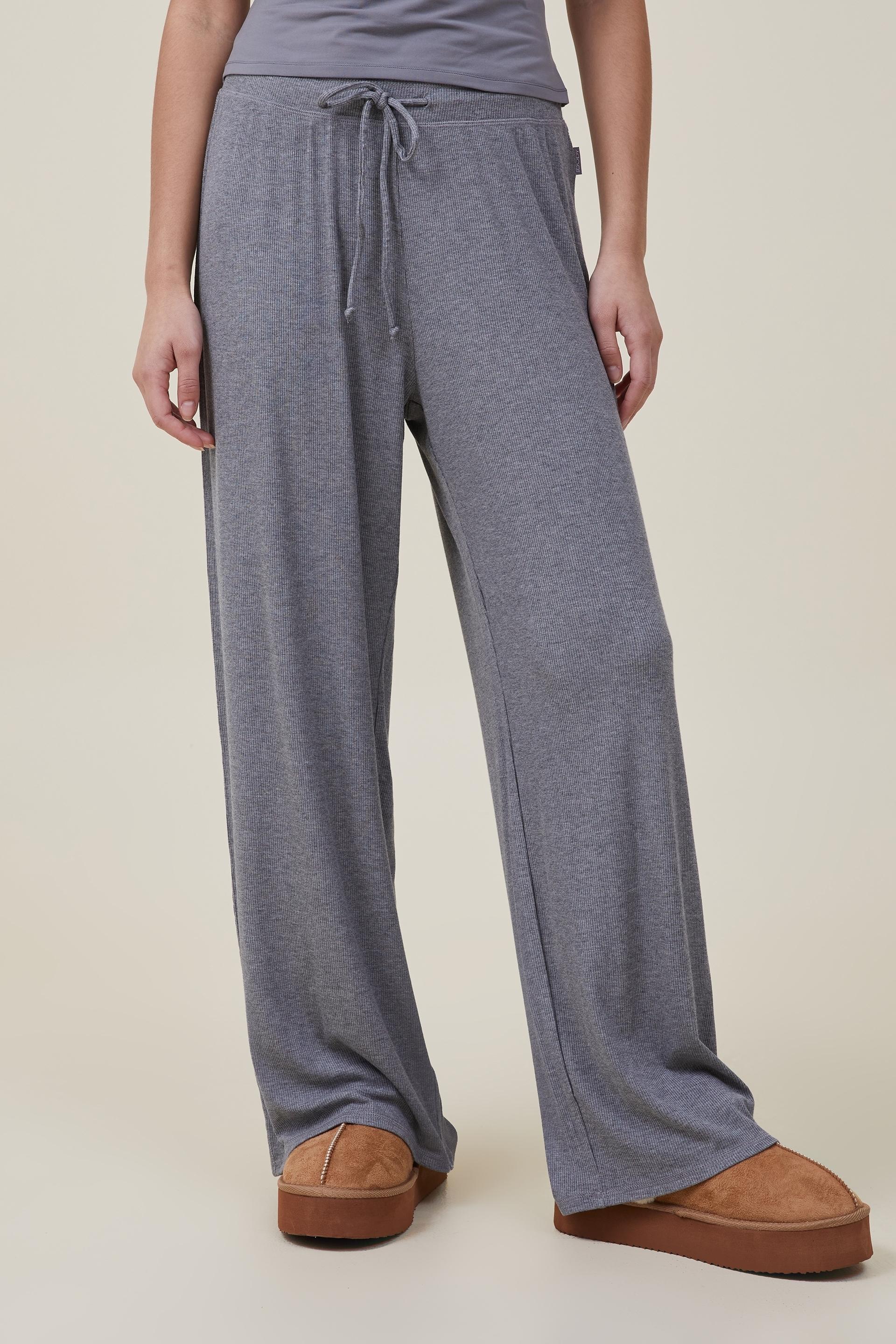 Sleep recovery wide leg pant - charcoal marle rib Cotton On Sleepwear ...