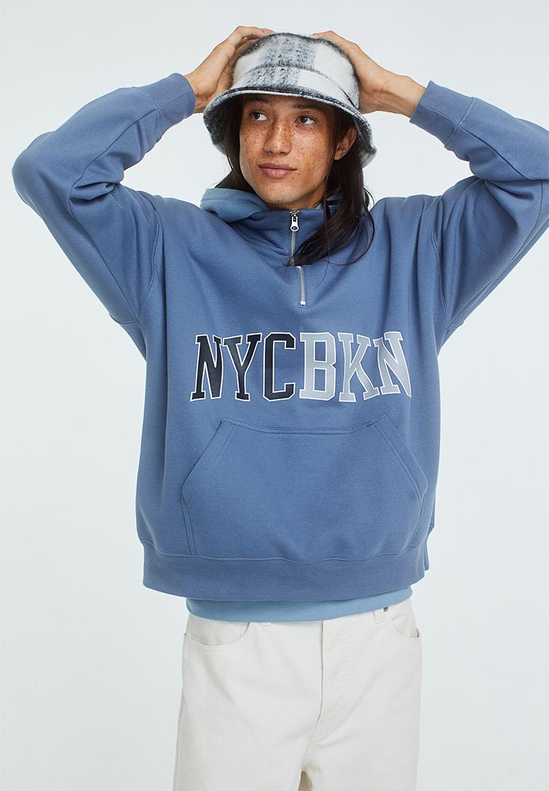 Oversized zip-top sweatshirt - blue/nycbkn H&M Hoodies & Sweats ...